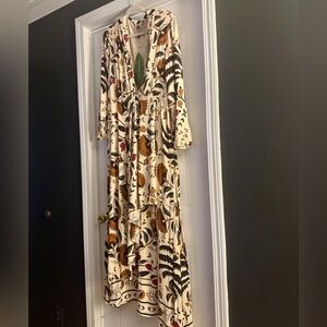 Farm Rio Sand Palms Paradise Long Sleeve Maxi Dress